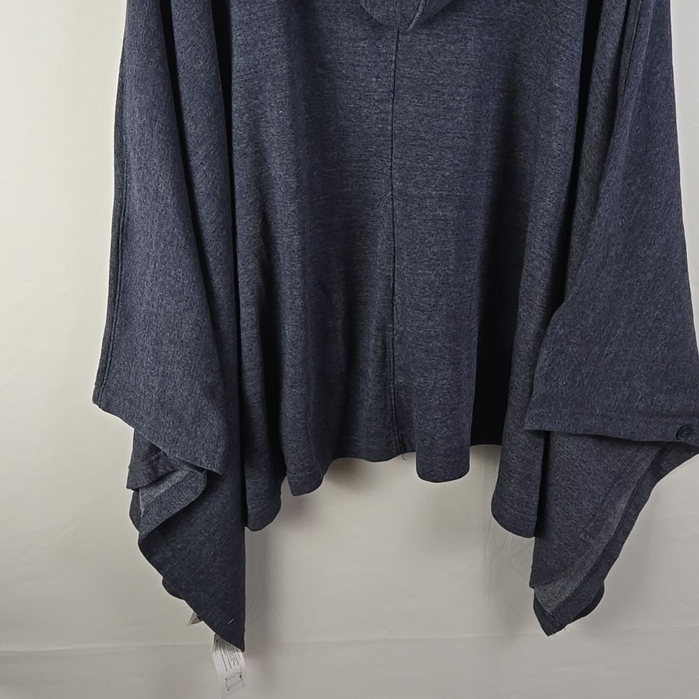Paw Addict Oversized Poncho, Hooded, Pouch Pocket, Navy Blue One Size Fits Most - Picture 6 of 11